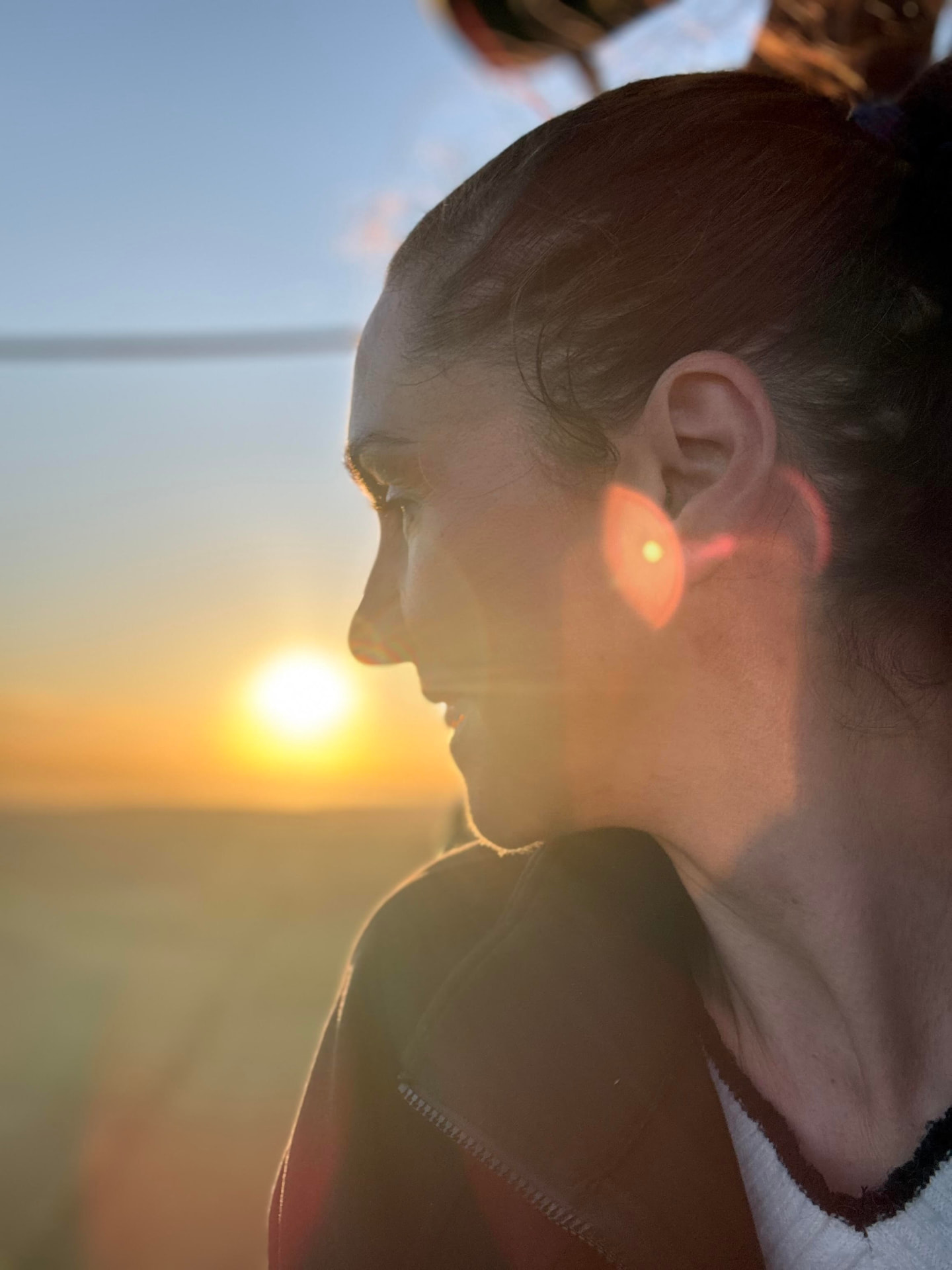 Faye watching the sunrise